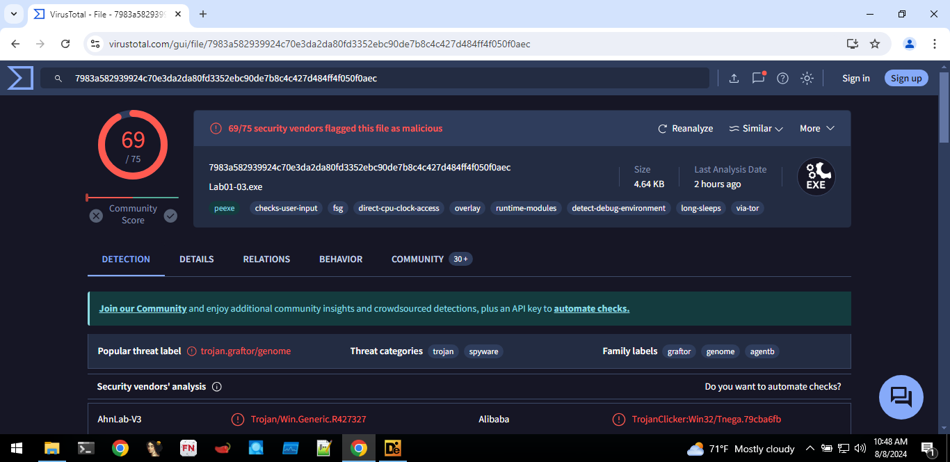 Lab01-03VirusTotal