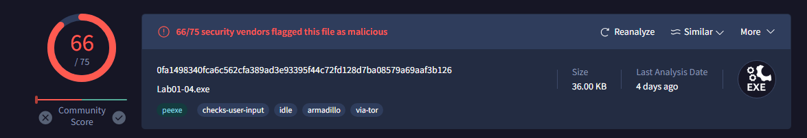 Lab01-04VirusTotal